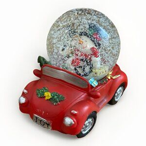 “Joy” Snowman Snow globe Red Car Decor Holiday Christmas Unbranded